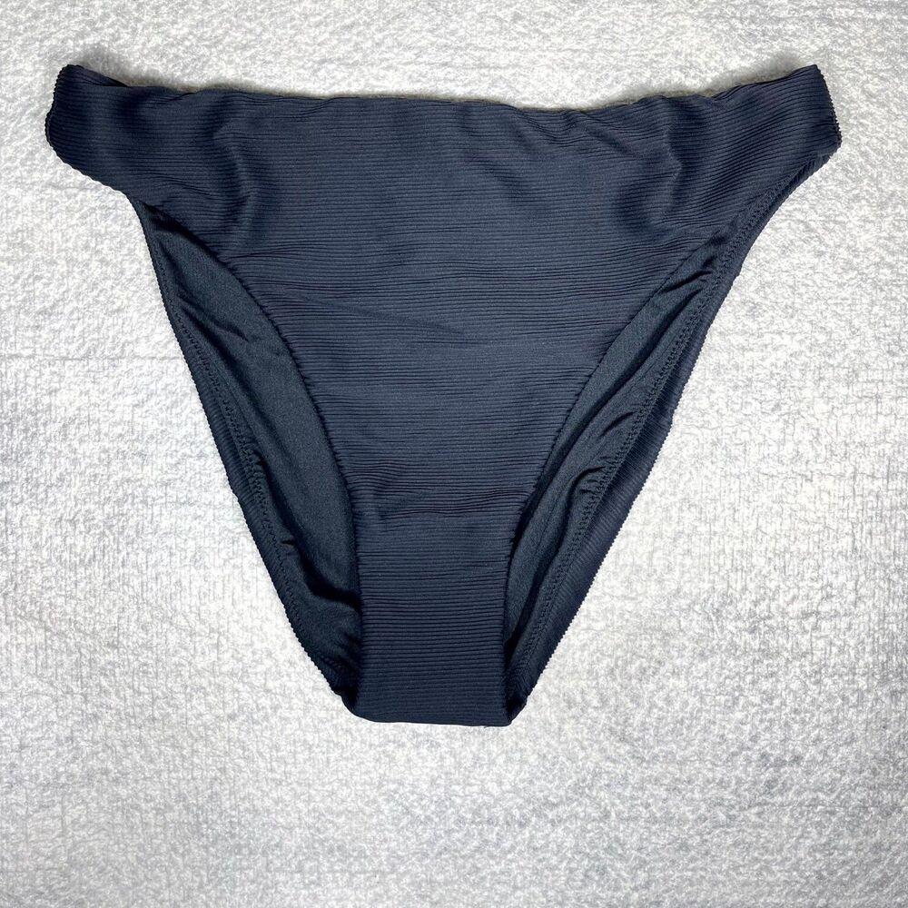 J.Crew Ribbed High-Rise Bikini Bottom in Black Ladies Size Small NEW‎ BE808 BLA